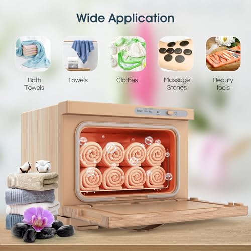 Towel Warmer Cabinet, 8L Hot Spa Small Towel Warmer Heating Use for Facial Spa, Hair Beauty, Salon Equipment and Home - Wood