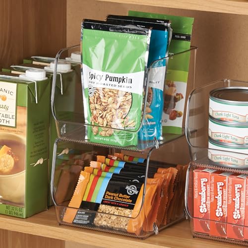 iDesign Stackable Open-Front Storage Bin, Clear | Kitchen and Pantry Organization - style: Pack of 1