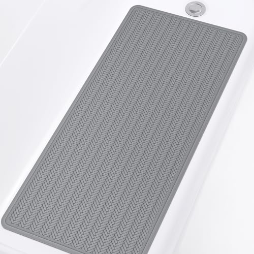 OTHWAY Bathtub Mat Non Slip, Extra Long Rubber Bath Mat for Tub, Machine Washable Shower Anti Slip Mat with 332 Strong Suction Cups (Grey, 36" x 17") - color: Grey, size: 36" x 17" (Rectangular)