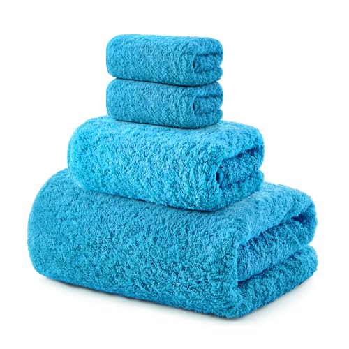 REDKISS Luxury Bath Towel Set of 4, 100% Cotton 900 GSM Premium Bathroom Towels, Ultra Soft, Highly Absorbent & Quick Dry Bath Sheets, No Shedding, Hotel & Home Spa Towel Sets for Adults - Blue - color: Blue, size: Towel Set of 4