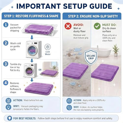 Memory Foam Bathroom Rugs Sets 2 Piece - color: Purple