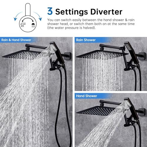 G-Promise All Metal 12 Inches Rainfall Shower Head with Handheld Combo | All Metal, Built to Last, Easy Install, Adjustable Height & Angle for All Heights, Extra Long Hose, Modern Upgrade - color: Oil Rubbed Bronze, size: 12 Inches