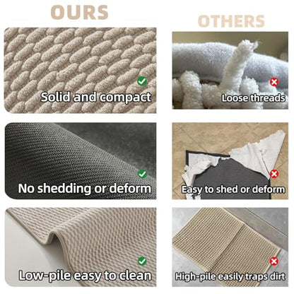 TYUU Bathroom Runner Rug, Long Bath Mat Washable Thin Quick Dry Low Pile Bathroom Runner Rugs 24 x 60 Non Slip, Beige 24"x60" - color: Beige01, size: 2' X 5' (Runner)