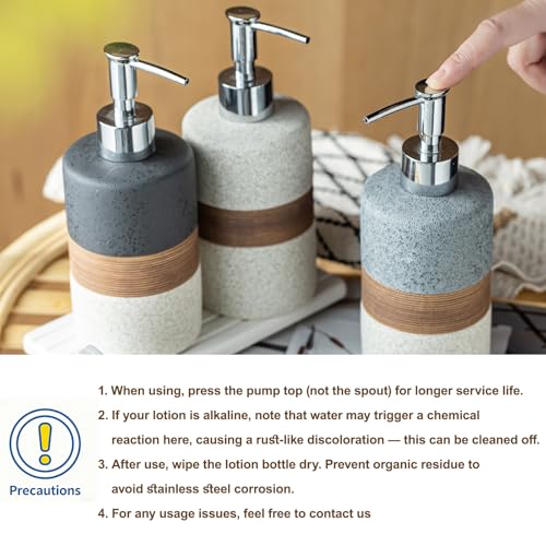 2 Pack Ceramic Soap Dispensers Set, Hand and Dish Soap Dispenser | Shampoo and Conditioner Dispenser Set, for Bathroom and Kitchen | with Stainless Steel Pump, Silicone Funnel and Tray, White - color: White and White, size: 2xSoap Dispenser Set with Tray