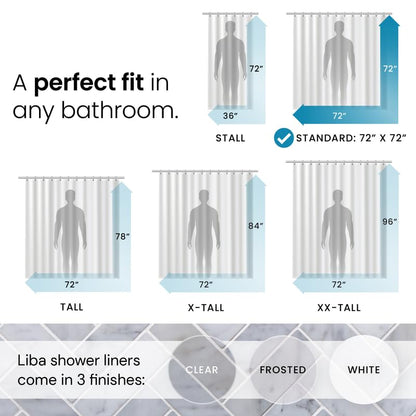 LiBa Shower Curtain PEVA 8G, 72x72 Inch Waterproof White | Non-toxic shower liner, waterproof plastic shower curtain, rust-proof grommets, weighted magnets, bathroom accessories - color: 8g Peva - White, size: 72"W x 72"L (Pack of 1)