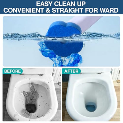 Disposable Toilet Brush with 136 Refills, Toilet Bowl Wand and Holder, White Toilet Cleaning Brush, Toilet Bowl Wand Kit Wall-Mounted, Toilet Brush Refill for Efficient and Deep Scrub Toilet