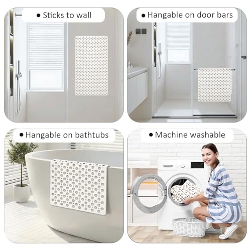 Tiamo TPE Bathtub Mat Non Slip Quick Dry Suction Cups Shower Mat | 35x16 inch long size,machine washable,white,ideal for elderly,pregnant women,kids,smooth surfaces only - color: White, size: 35" x 16" (Rectangular)
