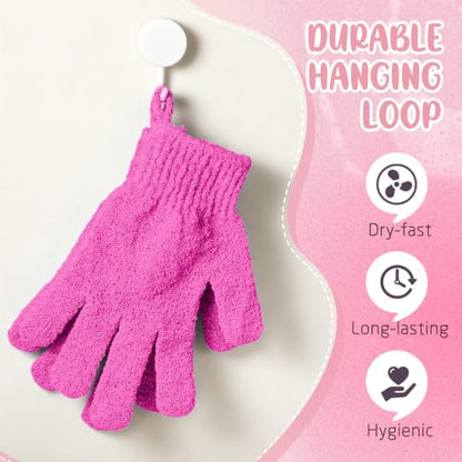 Didaey 104 Pcs Exfoliating Glove Bulk Shower Gloves with Hanging Loop Exfoliating Body Scrubber Dead Skin Remover for Body Bath Beauty Spa Massage Scrubs Men Women Bathing(Rose Red) - color: Rose Red