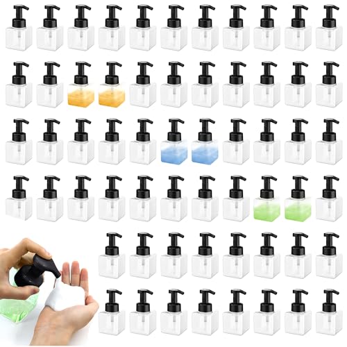 8.5 oz Foaming Soap Dispenser Plastic Foaming Pump Bottle, Refillable Dispenser with Plastic Pump, Empty Hand Bottles for Liquid Soap, Shampoo, Bathroom,Hotel,Restaurant (60, Transparent) - color: Transparent, size: 60