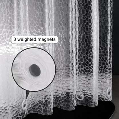 UFRIDAY Clear Shower Curtain Liner 72 x 72 inch,EVA 3D Cube Weighted Plastic Bathroom Shower Curtain Liner with 3 Big Magnets, Thick, Heavy Duty, Transparent. - color: Cube Clear, size: 72"W x 72"L (Pack of 1)