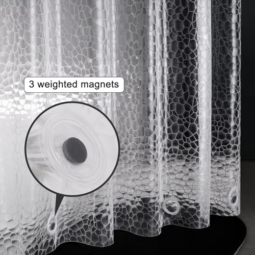 UFRIDAY Clear Extra Long Shower Curtain Liner 72x84 inches,3D Cube Long Shower Curtain EVA Water Repellent Shower Curtain for Bathroom Water Cube Shower Liner with 3 Big Weighted Magnet - color: Cube Clear, size: 72"W x 84"L (Pack of 1)