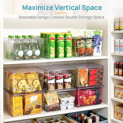 Vtopmart 8 Pack Extra Large Clear Stackable Storage Bins with Lids, 11inch Organizer Bins with Handle for Onions and Potatoes, Plastic Containers for Pantry, Freezer, Kitchen, Closet Organization - size: With Lid