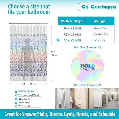 Ga-Geetopia Holographic Extra Long 3D EVA Shower Curtain Liner Water Cube, 72x80 Premium Light Weight Clear Plastic Bathroom Shower Curtain with Rustproof Metal Grommets - color: Holographic, size: 72"W x 80"L (Pack of 1)