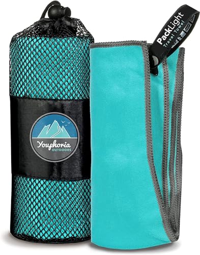 Youphoria Microfiber Travel Towel Fast Drying Lightweight - Quick Dry Towel for Camping, Beach, Backpacking, Hiking & Sport - color: Mint/Gray, style: 12" x 24" (X-Small)