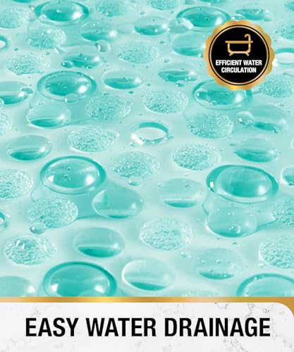 HITSLAM Oval Bathtub Mat Non Slip, 27x15 Inch Bubble Bath Tub Mat for Bathroom, Machine Washable Shower Mat with Suction Cups and Drain Holes, Green - color: Green, size: 27" x 15" (Oval)