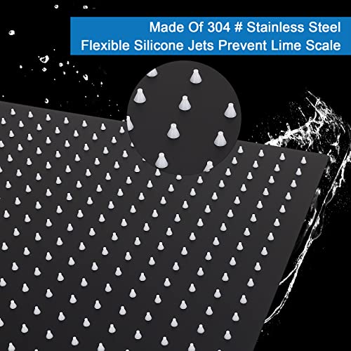 Shower Head with Extension Arm, High Pressure Square with ShowerArm, Stainless Steel Rainfall-Waterfall Full Body Coverage (16'' Shower with 20'' Arm, Matte Black) - color: Matte Black, size: 16'' Shower with 20'' Arm
