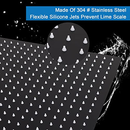 Shower Head with Extension Arm, High Pressure Square with ShowerArm, Stainless Steel Rainfall-Waterfall Full Body Coverage (16'' Shower with 20'' Arm, Matte Black) - color: Matte Black, size: 16'' Shower with 20'' Arm