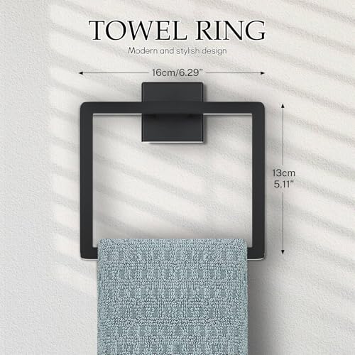 Matte Black Bathroom Hardware Accessories Set 5-Pieces Black Towel Bar Set Stainless Steel Towel Holder Set 16 Inch Towel Bar,Towel Racks Set for Bathroom Wall Mounted - color: Matte Black