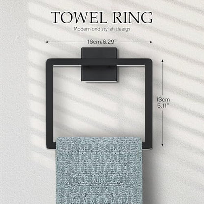 Matte Black Bathroom Hardware Accessories Set 5-Pieces Black Towel Bar Set Stainless Steel Towel Holder Set 16 Inch Towel Bar,Towel Racks Set for Bathroom Wall Mounted - color: Matte Black