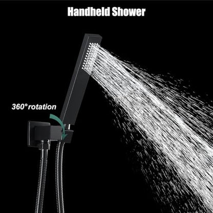 Heyalan SUS304 Handheld Shower Set with Hose & Wall Holder, Matte Black | SUS304 stainless steel wand, straight-style design, single rain spray, 59-inch long hose and standard 1/2-inch connection - color: Matte Black, style: Straight Style
