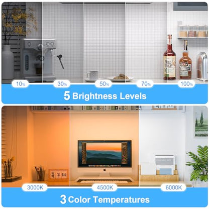 Ferswe 3W Rechargeable Light Bar, Touch Adjustable 3 Colors, 120 LED Mirror Lights, Magnetic for Cabinets, Makeup Battery, Stick On for Closet, Kitchen, Bedroom, Bathroom, Wall