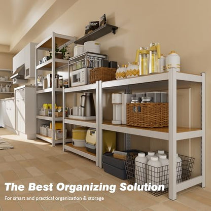 5 Tier 24"W x 16"D x 60"H Storage Shelves White Metal Garage Shelving | Heavy Duty Shelves Organization Multipurpose Shelf Kitchen Garage Pantry Closet - size: 24" W x 16" D x 60" H