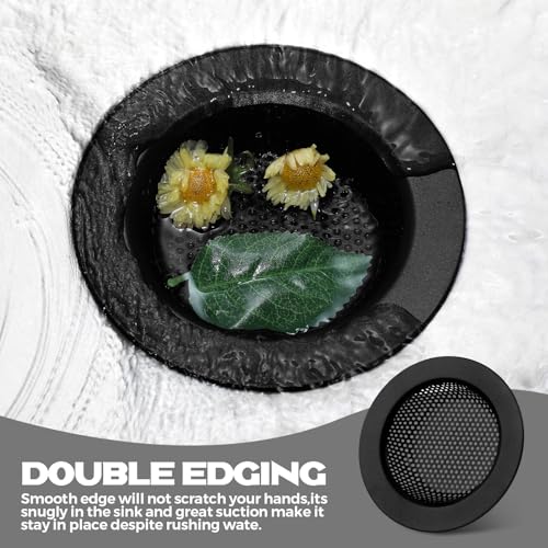 2 Pcs Sink Strainer Stainless Steel Kitchen Sink Drain Strainer Basket Cover Mesh Hair Food Catcher, Large Wide Rim of 4.4 Diameter(Matte Black) - color: Matte Black