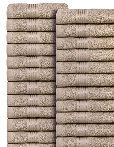 Ultra Soft Cotton Washcloths, Contains 24 Piece Face Cloths 12x12 inch, Ideal for Everyday use Face Towels, Compact & Lightweight Multi Purpose Washcloths - Tan - color: Tan, size: 24 Pack Washcloths
