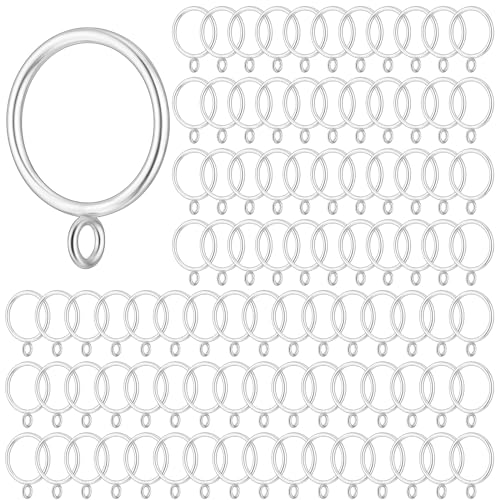 Maitys 100 Pcs Metal Curtain Rings with Eyelet 1.5-inch Inner Diameter Eyelet Curtain Rings for Drapery Clips Hooks for Sliding Window Bathroom Door Shower Rod (Silver) - color: Silver