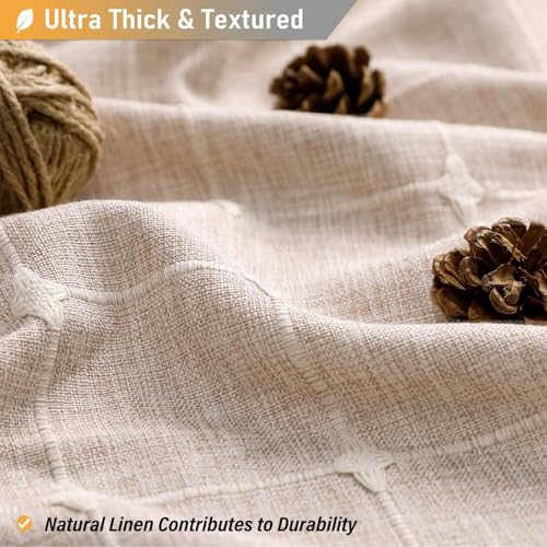 BTTN 54x72 Boho Farmhouse Linen Heavy Duty Shower Curtain Set, Tan/Taupe | Small Size, 330GSM Linen Blend, 3-side Tassels, Water Repellent Fabric, 10 Plastic Hooks, Rustic Bohemian, Machine Washable - color: Taupe, size: 54"W x 72"L (Pack of 1)