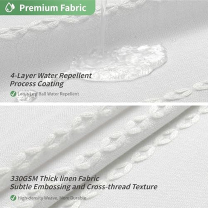 eachope White Farmhouse No Hook Shower Curtain Set with Snap-in Fabric Liner,Boho Heavy-Duty Linen Textured Rustic Striped Design,Water-Repellent with Tassels and Sheer Window,71x74 - color: White, size: 71"W x 74"L (Pack of 1)