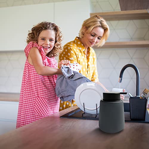 Soap Dispenser Ceramic with Easy-to-Press Pump Hand Lotion Liquid Dispenser for Shampoo Bathroom Kitchen 12 oz Grey - color: Liquid-grey