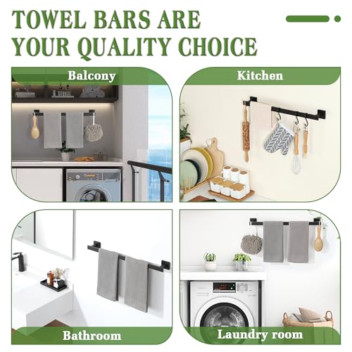 Alise Towel Bars for Bathroom Wall Mounted,24 Inch Towel Racks for Bathroom,SUS304 Stainless Steel Bathroom Towel Holder Towel Rod,Matte Black Towel Hanger Towel Rail