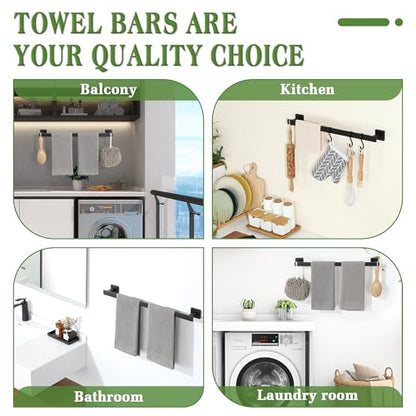 Alise Towel Bars for Bathroom Wall Mounted,24 Inch Towel Racks for Bathroom,SUS304 Stainless Steel Bathroom Towel Holder Towel Rod,Matte Black Towel Hanger Towel Rail