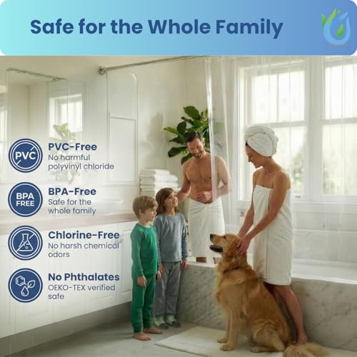 SUSTAINAURA® Premium Clear Shower Curtain Liner 72x72 – Waterproof, Quick Dry, Odor Free, Eco Friendly, Non-Toxic with 3 Weighted Magnets & 12 Rustproof Grommets Bathroom Accessories - color: 1a Premium Peva Clear