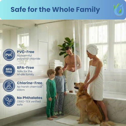 SUSTAINAURA® Premium Clear Shower Curtain Liner 72x72 – Waterproof, Quick Dry, Odor Free, Eco Friendly, Non-Toxic with 3 Weighted Magnets & 12 Rustproof Grommets Bathroom Accessories - color: 1a Premium Peva Clear