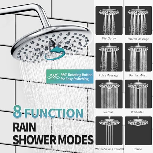 SR SUN RISE Shower Faucet - 10 Inch Multifunctional High Pressure Shower Head System with Handheld Shower Head Fixtures - Valve Included - Polished Chrome - color: Polished Chrome, size: 10 Inch