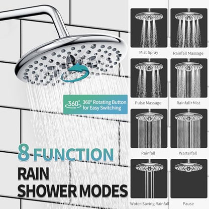 SR SUN RISE Shower Faucet - 10 Inch Multifunctional High Pressure Shower Head System with Handheld Shower Head Fixtures - Valve Included - Polished Chrome - color: Polished Chrome, size: 10 Inch