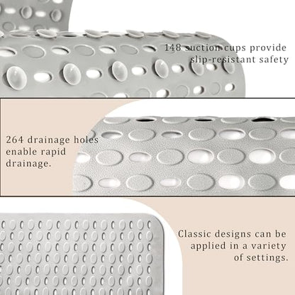Non-Slip Bathtub Mats Bath Mat Machine Washable with Suction Cups for Tub, 39x15.5 inch, Grey - color: Grey