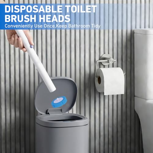 Disposable Toilet Brush 2 Pack- Each Toilet Bowl Brush with 8PCS Refills - size: 2 Brush+ 16 Refills