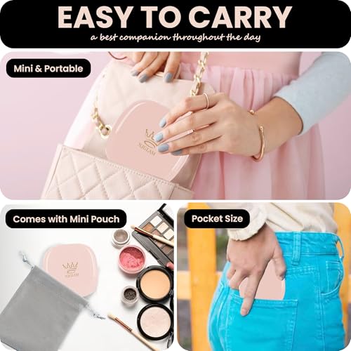 Lighted Compact Mirror, 1X /10X Magnification, 3.9" Portable Double Sided Light, Auto ON/Off, USB Charging, 3 Light Setting and Dimmable, Memory Touch Switch (Pink) - color: Pink