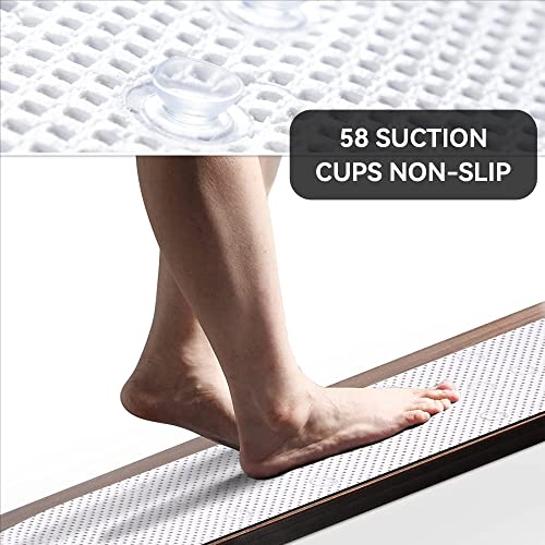 Bathtub Mat Non Slip Ivory 36” X 17” Shower Mat Soft Foam Bath Mats for Bathroom Tub, Bathtub Mat with Drain Holes, Suction Cups, Shower Mat Non Slip - color: White