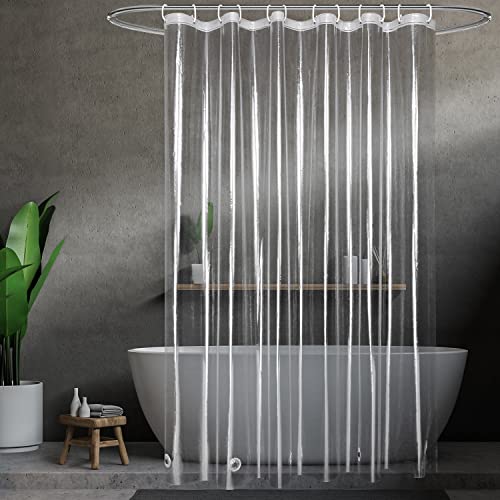 UFRIDAY 9G Clear Shower Curtain Liner 70 X 72 inches with Heavy Duty 5 Bottom Magnets Thick Shower Liner for Shower Stall, Bathtubs, Transparent - size: 70"W x 72"L (Pack of 1)