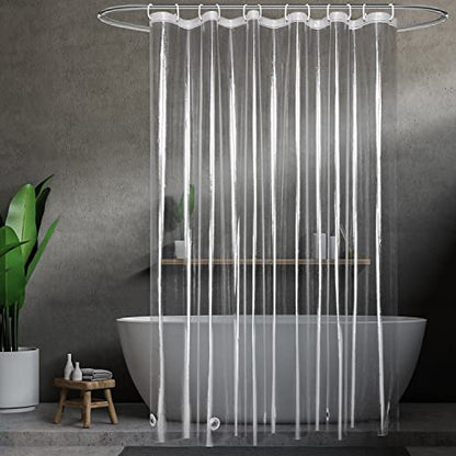 UFRIDAY 9G Clear Shower Curtain Liner 70 X 72 inches with Heavy Duty 5 Bottom Magnets Thick Shower Liner for Shower Stall, Bathtubs, Transparent - size: 70"W x 72"L (Pack of 1)
