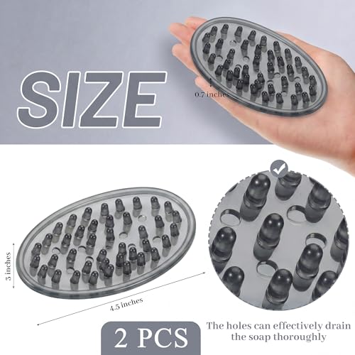 2 Pcs Plastic Soap Holder Soap Dish Bar Saver Tray with Holes Sponge Holder for Kitchen Bathroom Shower Counter, 4.5 x 3 x 0.7 Inches (Light Gray) - color: Light Gray