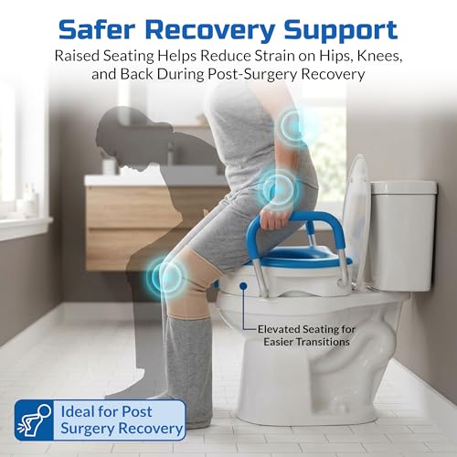 Deluxe Raised Toilet Seat with Handles, Padded Elevated Toilet Seat Riser | Easier, Safer Sit & Stand at the Toilet - padded seat, tool-free assembly