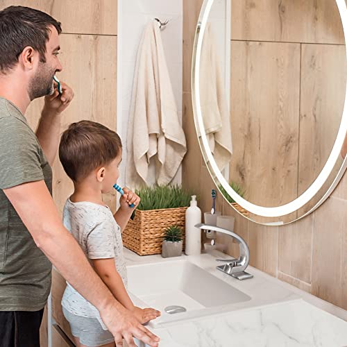 Brushed Nickel Bathroom Faucet,Modern Single Hole Bathroom Faucet,High Arc Brass Bathroom Sink Faucet with 1 Hole 3 Hole Mount 6-Inch 10-Inch Deckplate,Pop Up Overflow Drain Assembly Included - color: Brushed Nickel, style: With Drain