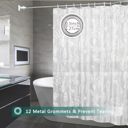 Shower Curtain Liner, 100% Waterproof Peva Shower Curtains with 3 Duty Heavy Bottom Magnets and 12 Rust Proof Grommets, 72x72 Weighted Shower Liner for Shower Stall, Bathtubs - color: Frosted Plant