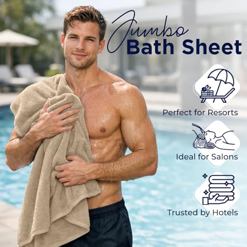 DAN RIVER Pack of 1 Oversized Bath Sheet, 40 x 80 Inches, Tan | 100% Cotton Jumbo Bath Towel with Extra Large Coverage, Lightweight Feel, Super Soft & Quick Dry - color: Tan, size: 40x80" Oversized Bath Sheet