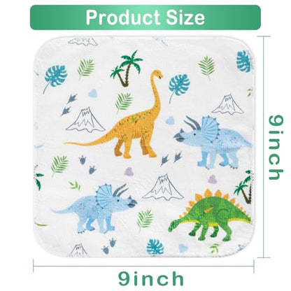 Baby Washcloths, 24Pack Baby Washcloth Extra Soft & Ultra Absorbent, for Unisex Boys Girls Body, Washclothes Gentle on Sensitive Skin, 9x9 Dinosaurs Trees - color: Dinosaurs & Trees